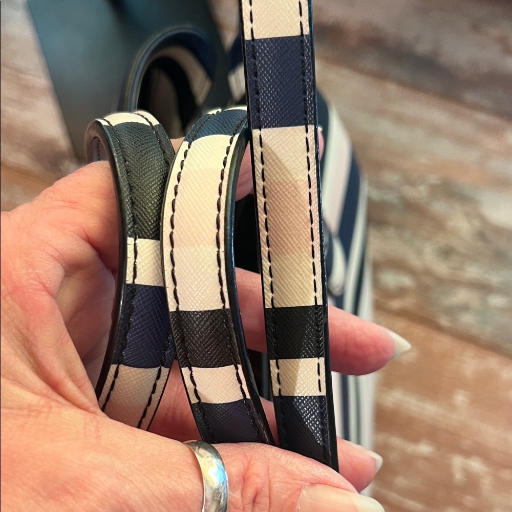 kate spade Navy, Black, White & Light Pink Striped Satchel - Picture 4 of 11